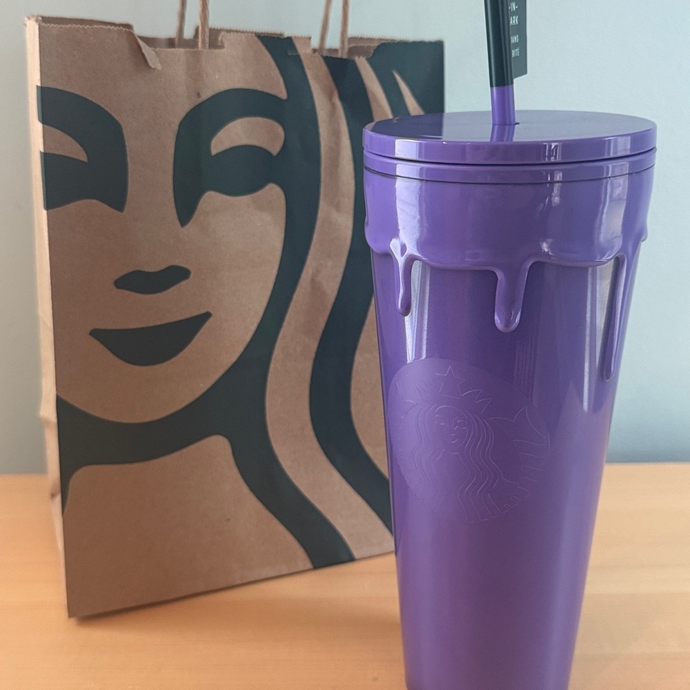 Starbucks 2025 Halloween Purple Glow in the Dark Slime Drip Cup - Picture 2 of 5